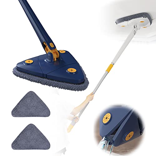 360° Rotatable Adjustable Cleaning Mop, 51In Extendable Triangle Mop With Long Handle, Automatic Wringing Microfiber Spin Floor Cleaning Mop For Cleaning Walls, Ceilings And Window #TOP18