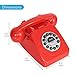Retro Design Corded Landline Phone - Classic Vintage Old Fashioned Rotary Dial Style Desk Table Home Office Coiled Cord Handset w/ Button Dialing, Standard Telephone Jack - Pyle PPRETRO25RD (Red)
