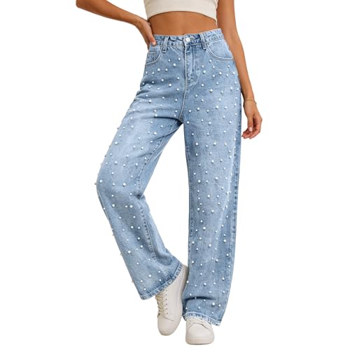 Pantalon de bureau confortable coupe large à perles