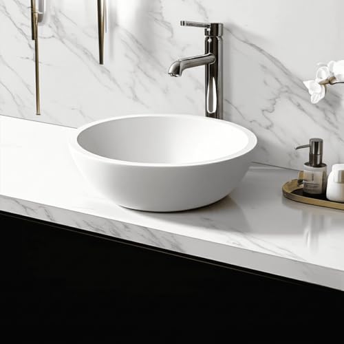 Boléa - Vasque à Poser Ronde 30 cm en Solide Surface - Design Contemporain pour Salle de Bain