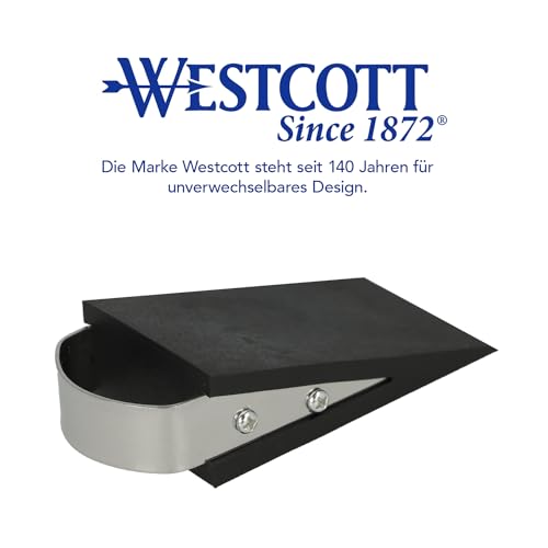 Westcott Türstopper in Keilform Schwarz | Gummi Türstopper mit Edelstahl Griff | Rutschfeste Unterfläche | Passend für alle Türen und Böden | 12cm x 5cm x 3cm | E-19000 00