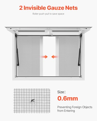 Image of VEVOR Concession Window Aluminum Alloy Frame Service Windows for Food Truck, Up to 85 Degrees Stand Serving Window with Awning Door and Drag Hook (2 left&right sliding windows, 36x24in)