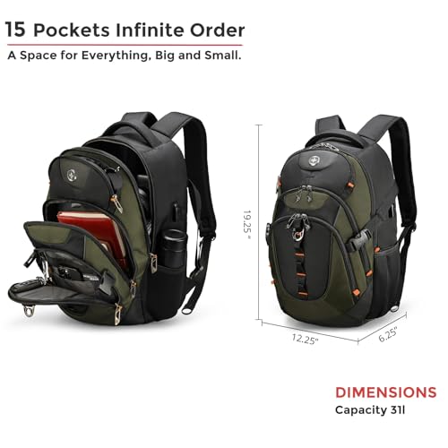 Swissdigital Design Large Business Laptop Backpack with Smart USB Charging Port Travel Backpack Fits 15.6 inches laptops3