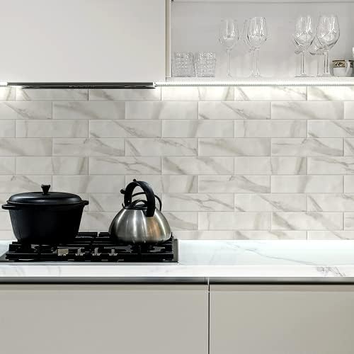 Azulejo Adesivo Para Cozinha Metro White Mármore Lavável | Amazon.com.br