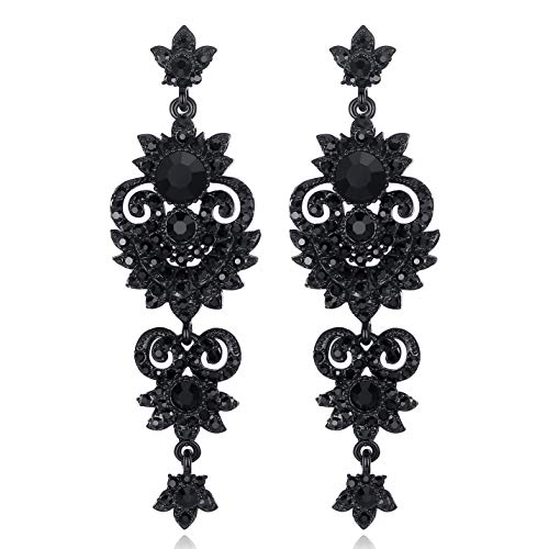 mecresh Vintage Chandelier Black Austrian Crystal Drop Dangle Earrings for Women 2022 Fashion Jewelry mecresh Vintage Chandelier Black Austrian Crystal Drop Dangle Earrings for Women 2022 Fashion Jewelry