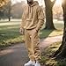 Fleece Lined Men Tracksuit Set 2 Piece Sets - Tactical Hoodies Quarter Zip Pullover & Cargo Joggers Athletic Sweatsuits Thermal Clothes Gym Outfits Winter Fall Fashion 01# Khaki Large