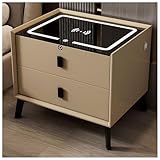 WANGJISSA Smart Bedside Table with Wireless Charging & Fingerprint Lock, 2 Storage Drawers, Modern Nightstand for Bedroom, Living Room, Office(40x40x50cm)