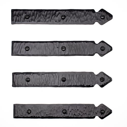 4 Pack 6 inch Faux Decorative Strap Hinge Black Decorative Strap Hinge Wrought Iron Strap Barn Door Strap Hinges Wrought Iron Hinges Shutter Hinges The Jamestown Series by Borderland Rustic Hardware