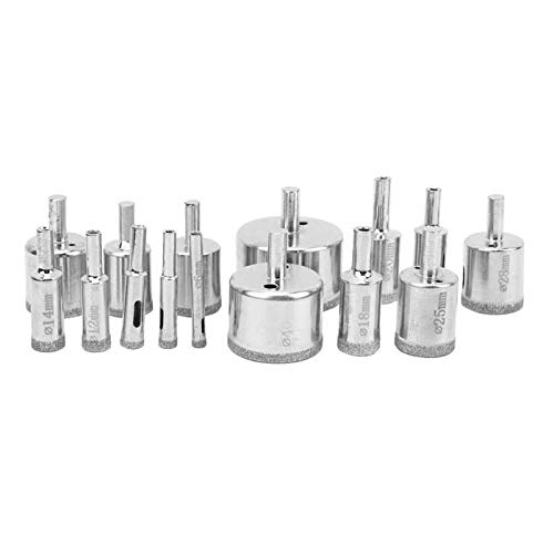 Set de brocas diamante 15 piezas 6-50 mm para cerámica y vidrio miniatura 1