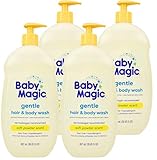 Baby Magic Gentle Hair & Body Wash, Soft powder scent, 30 Fl Oz, Pack of 4, With nourishing Calendula and Coconut Oil