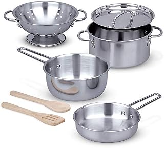 Melissa & Doug Kids Pots and Pans Playset & Role Play Kitchen Accessories for Kids Play Kitchen & Food Toys | Kitchen Playset for Kids Toy Kitchen Accessories for Girls or Boys Age 3, 4, 5, 6, 7, 8