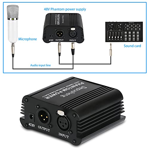 Depusheng Usb 1- Channel 48V Phantom Power Supply W/ Adapter Xlr Audio Cable For Condenser Micro Microphone Music Equipment #TOP5