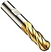 Niagara Cutter N47083 High Speed Steel Ball Nose End Mill, Weldon Shank, TiN Finish, Roughing and Finishing Cutting, 30-Degree, 4-Flute, 2.8125" OAL, 0.250" Cut Diameter, 0.375" Shank Diameter