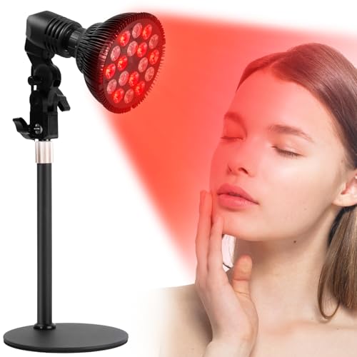 Cozion 24W Red in-frared Lamp Dual-Wavelength Combination 18 LEDs Light 360 Adjustable Gooseneck with Stable Metal Base Ideal Gifts for Men & Women Light Bulbs Do Not Generate Heat