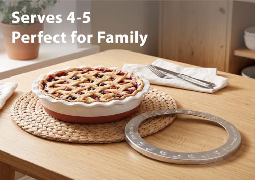 JODEVI 9 Inch Pie Pan with Pie Crust Shield, Ceramic Pie Dish for Baking - image 8