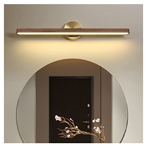 Miroir avant lumière led noyer cuivre applique murale de luxe salle de bains