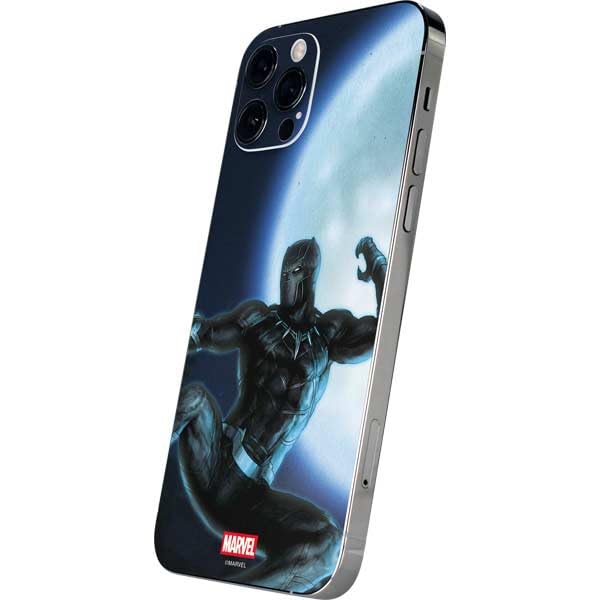 Skinit Decal Phone Skin Compatible with iPhone 12 Pro Max - Officially Licensed Marvel Black Panther Jumping Through Air Design