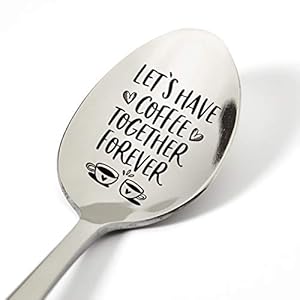 Coffee Spoon Gifts for Couples Wife Husband, Funny Let’s Have Coffee Together Forever Spoon Engraved Stainless Steel…