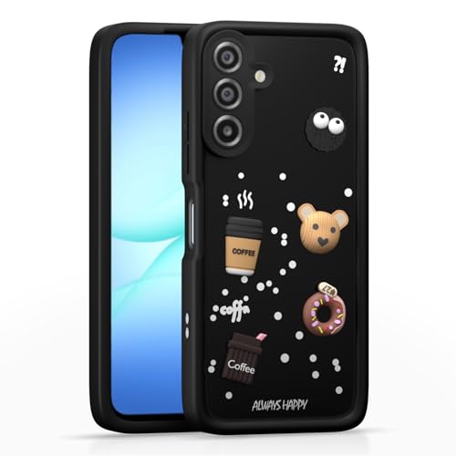 Image of Outlouders Back Cover for Samsung Galaxy M17 5G / A17 5G / F17 5G | 3D Cartoon Bear Cute Fun Silicone Full Body Protection Bumper Case (Black)
