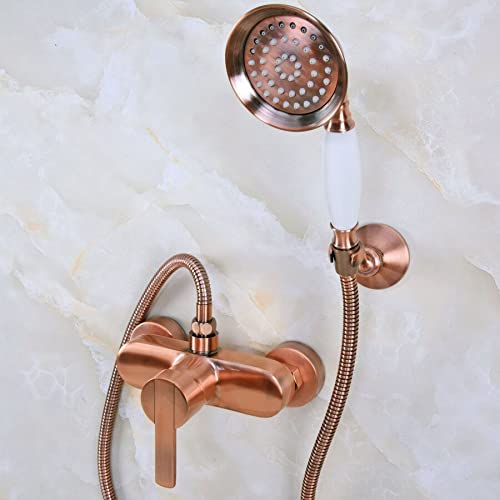 Mitigeur douche cuivre rouge antique en laiton massif de style rétro chic