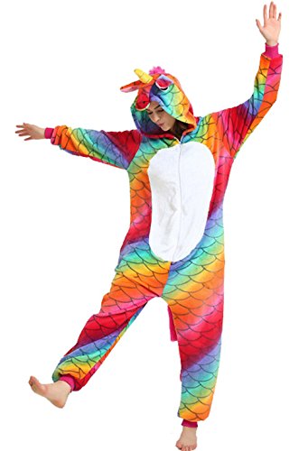 VineCrown Disfraces Pijama Animales Adultos Traje Disfraz Ropa de Dormir Novedad Pijamas de una Pieza Cosplay Carnaval Halloween Navidad Festival Homewear (S for 150CM- 160CM, Sirena) Cover