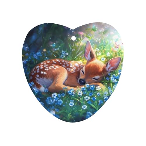 Fawn Deer Flowers Car Air Freshener Hanging Aromatherapy Tablets for Car Accessories Love form
