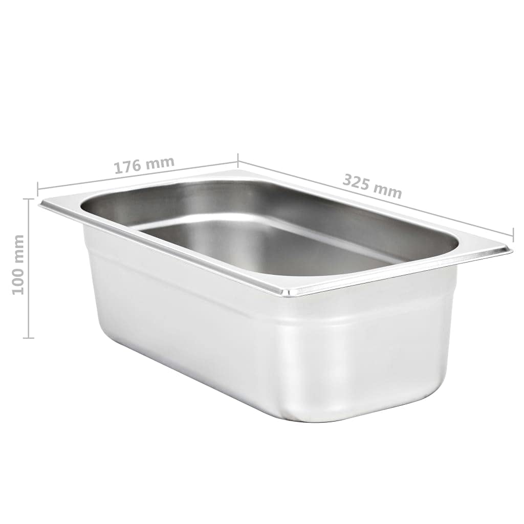 8 recipientes para gastronomía, GN 1/3, 100 mm, de acero inoxidable, para Bain-Marie Chafing-Dish, buffet, catering, gastronomía, mantener caliente y guardar