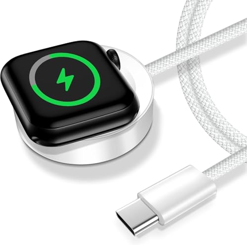 Opiniones de Reloj en C los más recomendados. 46 Cargador para Apple Watch 1M, Cable Tipo-C de de Carga Rápida Trenzado y Magnética para iwatch, Cargador Original compatible con Apple Watch SE, S1, S2, S3, S4, S5, S6, S7, S8,...