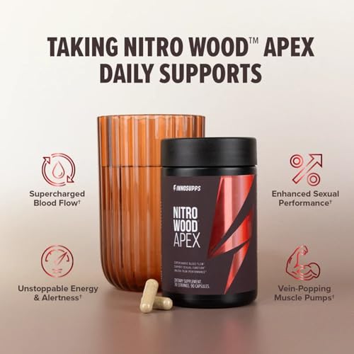 Image of InnoSupps Nitro Wood Apex - Focus & Blood Flow Booster for Men - Supports Blood Flow, Circulation, Male Performance, Muscle Growth & Recovery - Stamina & Endurance Support - 60 Veg Capsules