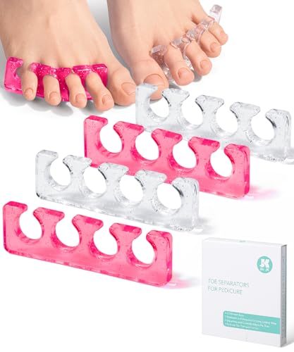 Dr. JK- Gel Toe Separators for Pedicure, 2 Pairs, Pink & Clear, Soft and Stretchable, Flexible, Reusable, Washable, Toe Separators for Women Pedicure, Mothers Day Gift
