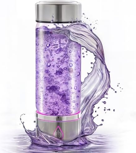 H3O Hydrogen Water Bottle - Hydrogen-Infused Water Machine with Built-in Purple Protective Light - Portable Water Ionizer for Hydration, Energy, Sleep Quality - 3000PPB Hydrogen Ions per Cycle