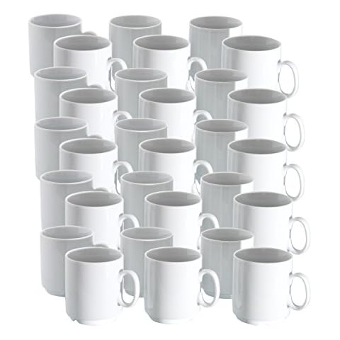 Van Well 36er Set Porzellan Kaffeebecher Profi 280ml weiß stapelbar Cover