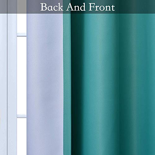 Image of SimpleHome Ombre Gradient Teal White to Gray Curtains for Bedroom,52Wx84L | Room Darkening Curtains,Light Blocking Thermal Insulated Grommet Window Curtains for Living Room,2 Panels,84 Inches Length