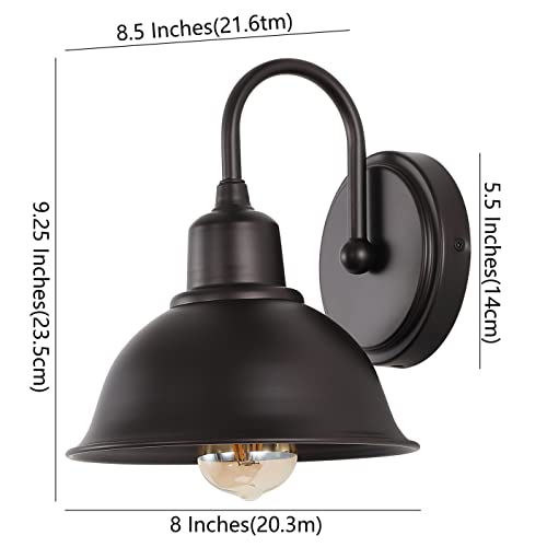 Image of JONATHAN Y 8 inch Oil Rubbed Bronze Farmhouse Industrial 1-Light LED Vanity Wall Sconce for Bathroom Mirror Kitchen, Metal Shade, Dimmable Vintage Lighting, LED Bulb Included (JYL7481B)