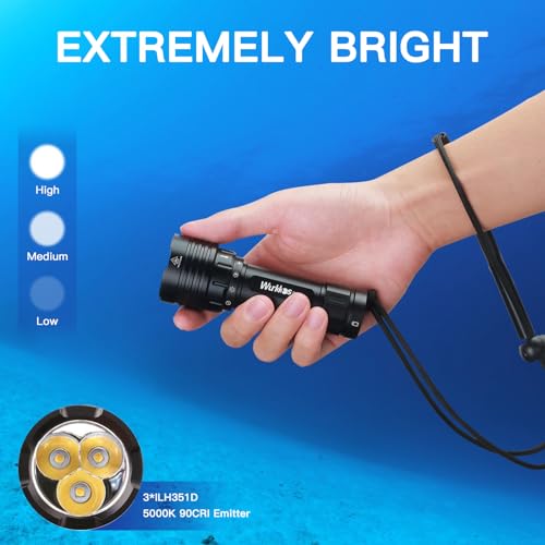 Wurkkos DL30 Dive Light Scuba Diving - Super Bright 3600 Lumen Flashlight With 5000K 90CRI 100m Underwater IPX-8 Waterproof Submersible Light for Diving - USB Charger Included