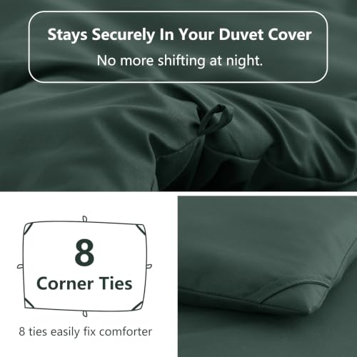 Image of HIMEET Queen Comforter Set, 3 Pieces with 2 Pillowcases, Forest Green