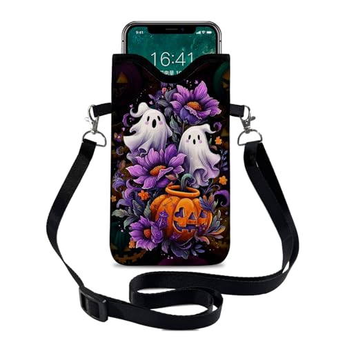 Image of Neoprene Cell Phone Sleeve Pouch Case Bag with Crossbody Strap Neck Lanyard for Women 7.1 X 3.9 in