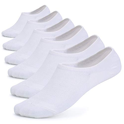 Leotruny Women’s 6 Pairs Bamboo Mesh Design Low Cut Non Slip No Show Socks (C02-White, Women Shoe Size: 6-9) #TOP5