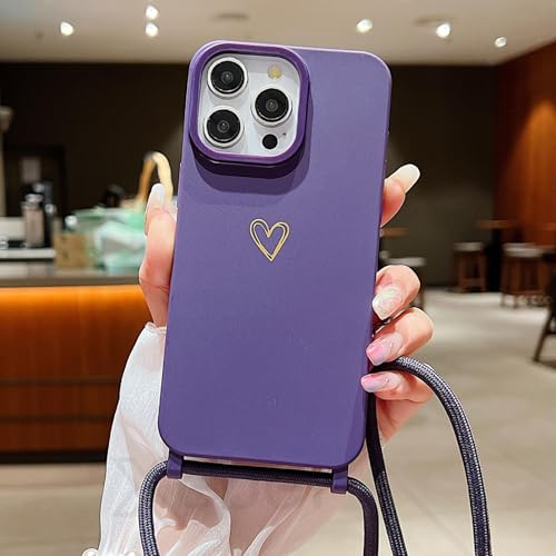 Coque antichoc iPhone X en silicone liquide violet avec collier