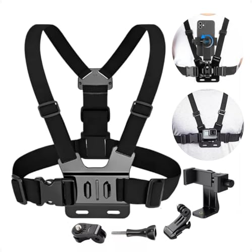 Image of Careflection G0Pro Chest Mount Harness for Mobile & Action Camera, Adjustable 360 Chest Strap Vest for Sports, Bike, Moto Vlogging, Compatible with G0Pro, Insta360 & Smartphones (Black)