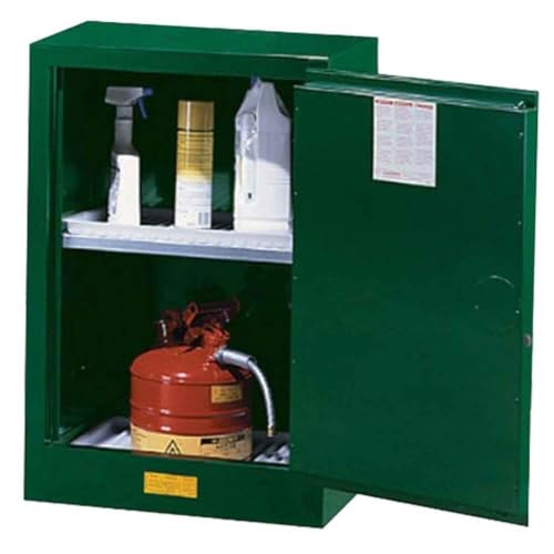 Image of Justrite Steel 1 Door Manual Compac Pesticides Safety Storage Cabinet, 12 Gallon Capacity, 23-1 /4 inch Width x 35 inch Height x 18 inch Depth, 1 Adjustable Shelfs, Made in The USA, Green, 891204