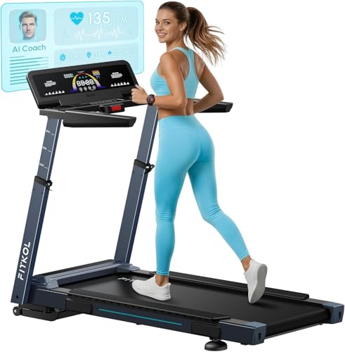 KI-adaptiver Smarter Laufband für Zuhause 15.5km/h mit Automatische Steigung and Geschwindigkeit,Intelligente Herzfrequenzsteuerung,Echtzeit-KI-Laufcoach,5.0HP BOS CH Motor, Max 200KG (Black)