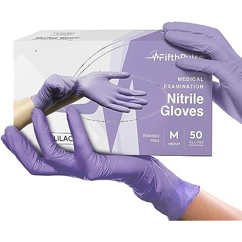 Lilac Nitrile Disposable Gloves - 50 Count - 3 Mil Nitrile Gloves Medium - Powder and Latex Free Rubber Gloves - Surgical Medical Exam Gloves - Food Safe Cooking Gloves Cover
