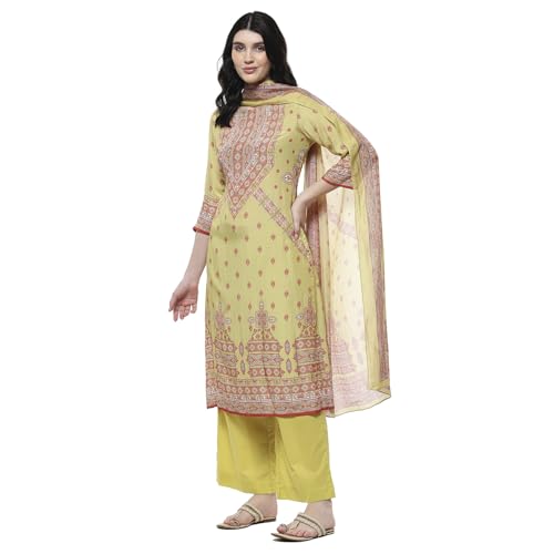 Image of BIBA Women Modal Blend Straight Printed Suit Set