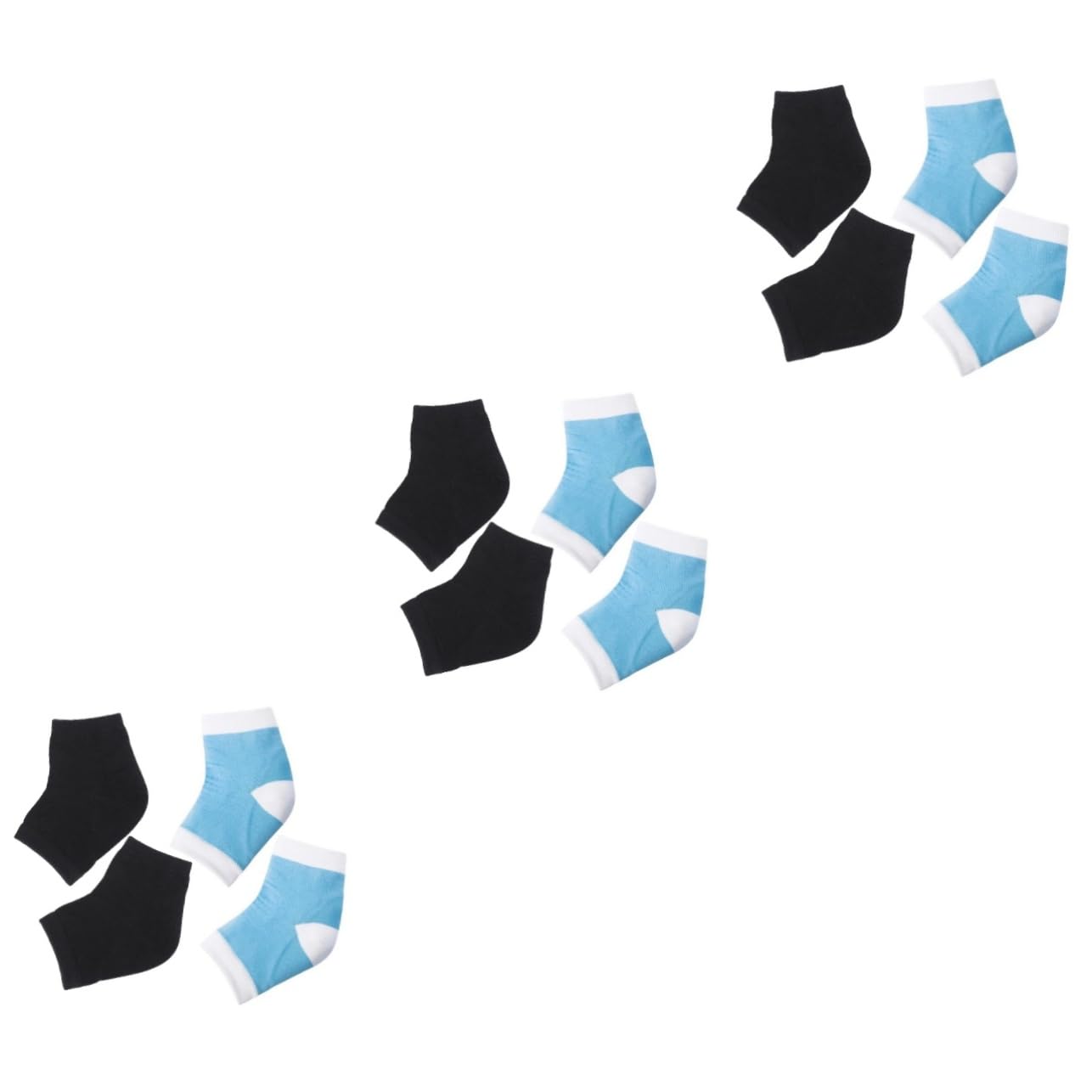 BESPORTBLE 3sets Gel Ankle Socks Heel Protection Socks Anti-Crack for (Sky Blue) 2pairs*3