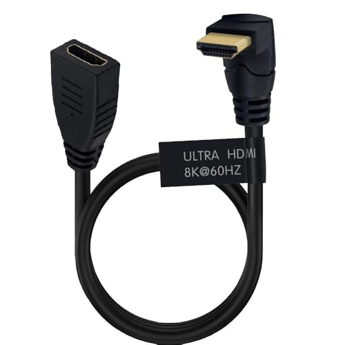 Câble HDMI 8K coudé mâle femelle anti-torsion pour meuble TV étroit