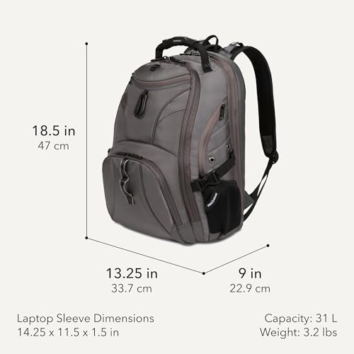 Image of SWISSGEAR 1900 ScanSmart Laptop Backpack, Fits Most 17-Inch Laptops, TSA-Friendly Lay-Flat Design, RFID Protection, and Tablet Pocket, Black, 31L, 18.5-Inch