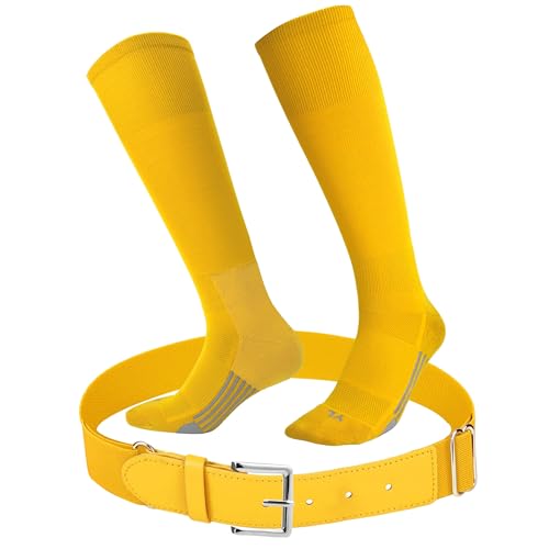 Youper Youth & Adult Elite Baseball/Softball Socks & Belt Combo Set (1 Pair of Socks & 1 Belt)