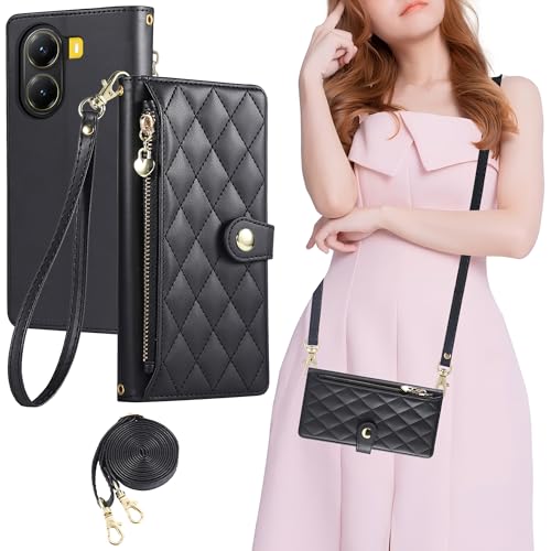 Gedurya Xiaomi POCO X7 Pro 用 ケース 手帳型 ショルダー シャオミ ポコx7プロ ケース ショルダー ファスナー型 小銭入れ 斜めがけ 肩掛け POCO X7 Pro 5G スマホケース 財布型 カード収納 コインポケット ポコ