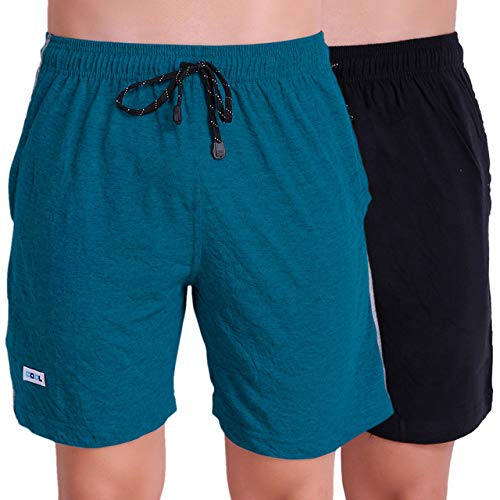Image of T.T. Cotton Blend Shorts for Men | Regular Fit | Elasticated & Zipper | 2 Sided Pockets & 1 Back Pocket | Solid | Above Knee Length Bermuda Short | Ideal for Casual Outings